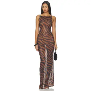 superdown Rivi Maxi Dress in Brown Zebra