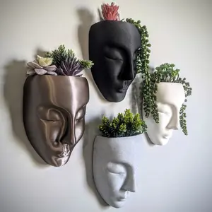 ChiclyBuilt Face Wall Planter - Indoor Wall Planter - Head Planter Hanging