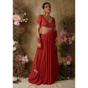 Rust cut out anarkali dress and dupatta