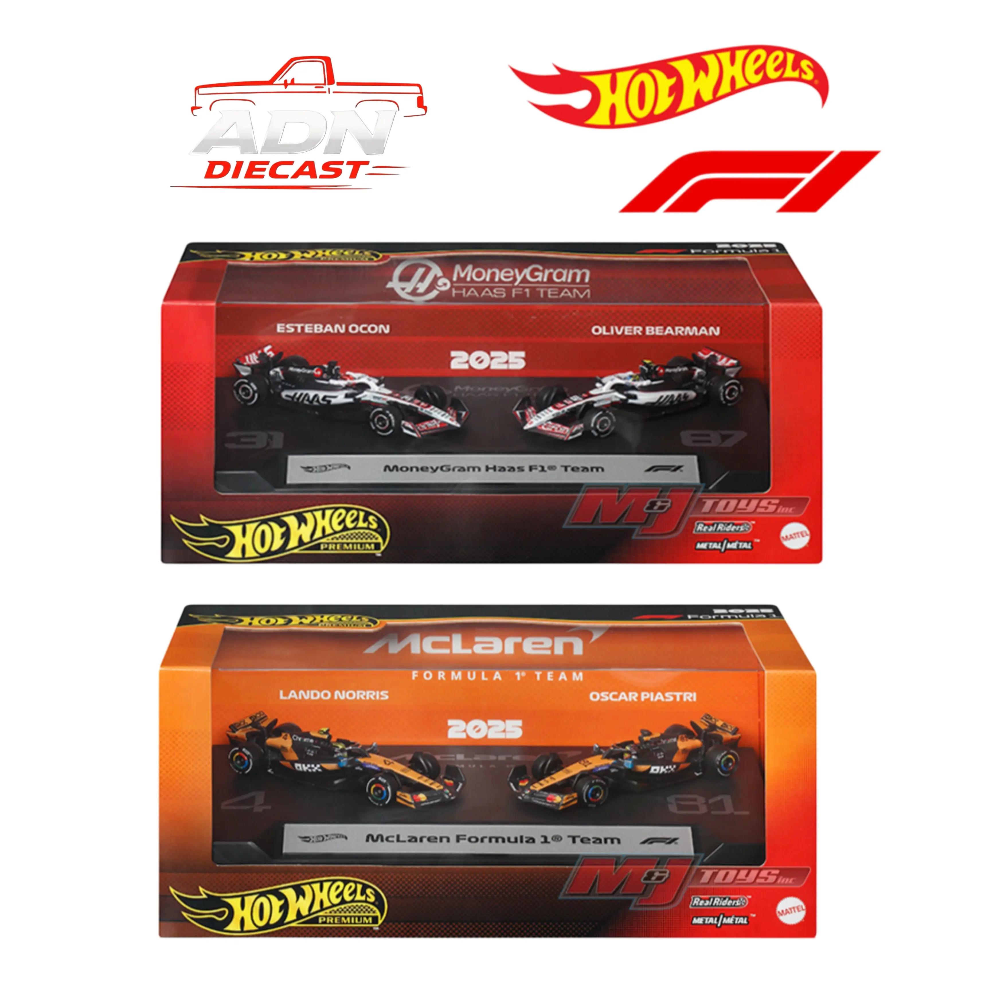 Hot Wheels 1:64 F1 2-Pack Diorama 2025 Racing - Team Moneygram & Team Mclaren - Diecast