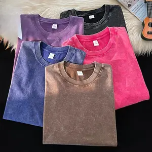 Men's & Women's 3-Pack Short-Sleeve Crewneck T-Shirts - 100% Premium Cotton, Oversized Washed Fabric, Classic Casual Streetwear, Retro Summer Sports Tops, Harajuku Fashion Tees