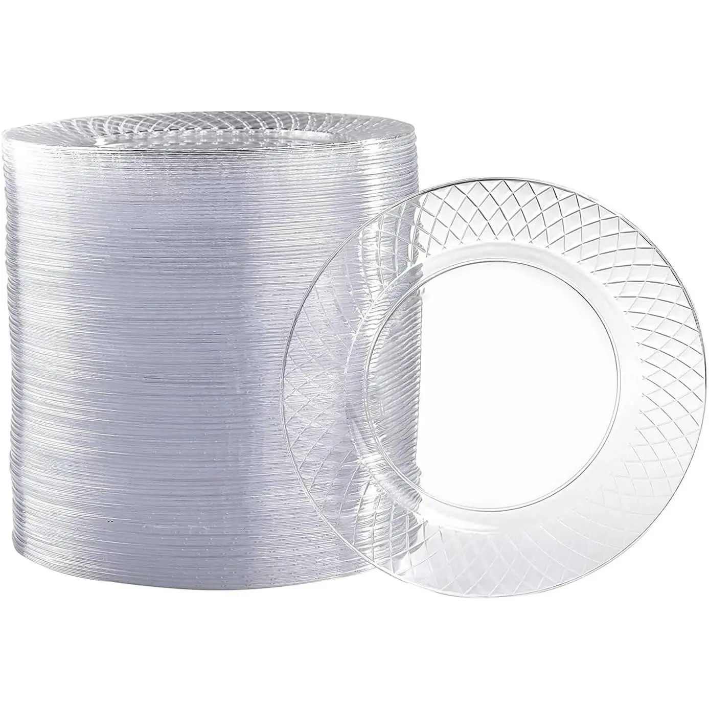 100 Pack Clear Plastic Plates for Party - 6.25 Inch Small Round Dessert Plate and Appetizer Platter - Heavy Duty Disposable Plastic Plates for Parties, Weddings, Caterings and Events