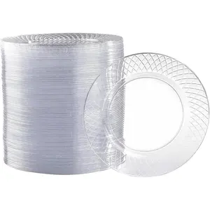 100 Pack Clear Plastic Plates for Party - 6.25 Inch Small Round Dessert Plate and Appetizer Platter - Heavy Duty Disposable Plastic Plates for Parties, Weddings, Caterings and Events