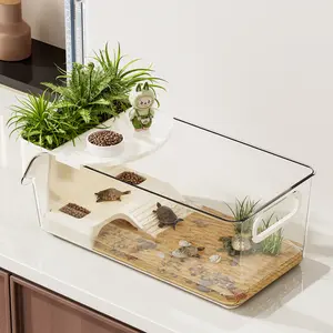 Turtle Breeding Tank Home Aquarium Living Room Large Capacity Special Storage Box Ecological Landscaping Basking Platform Desktop Turtle Tank