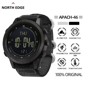 NORTH EDGE APACHE-46 Men's Digital Watch Military Sports Waterproof 50M Altimeter Barometer Compass World Time Wristwatch Field Watch Outdoor Watches for Man reloj hombre