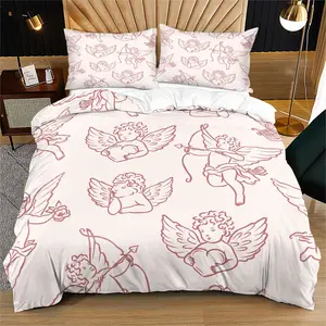 The Cupid pattern bedding set is made of cotton, soft and durable. It includes one quilt cover and one or two pillowcases, but does not include a quilt core or a pillow core. It is suitable as a Valentine's Day gift