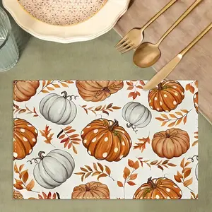4/6pcs Fall Harvest Placemat Festive Pumpkin Placemats for Home Decor and Kitchen Dining Table Perfect for Thanksgiving Holiday Gatherings Family Party Celebrations Unique Gift Idea for Cozy Autumn Ambience" 32x42cm/12.6x16.5inch