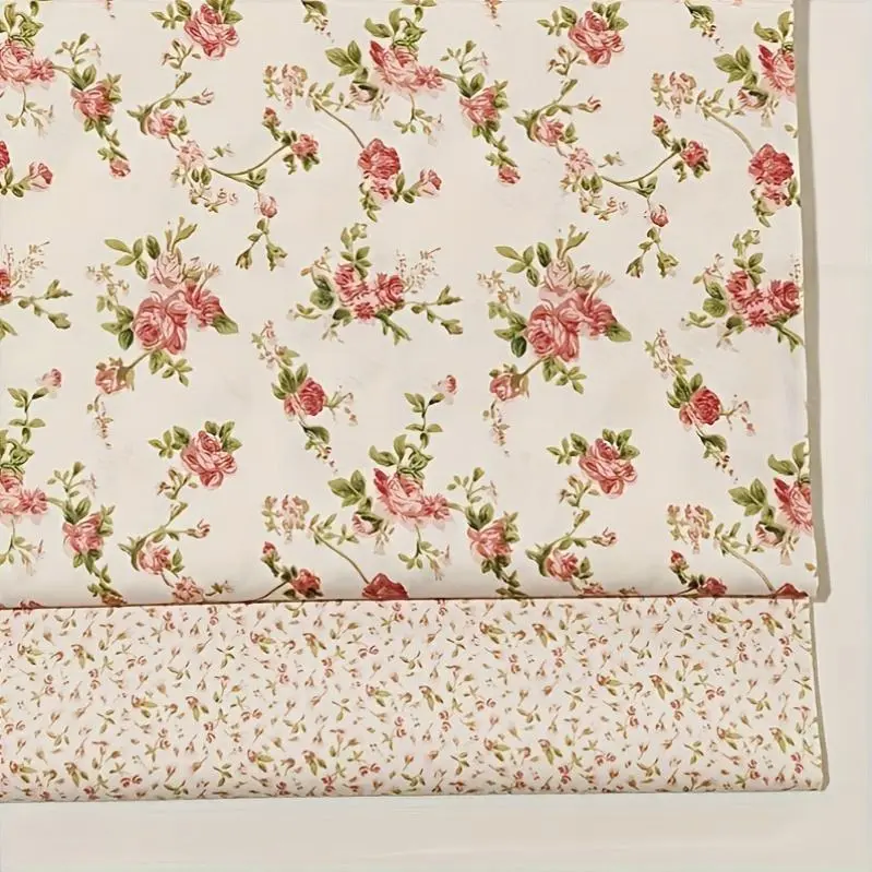 1pc Red Floral Print 100% Cotton Precut - Soft, Breathable & Durable Craft Material for DIY Sewing, Quilting, Doll Clothes, Upholstery & Patchwork - Machine Washable, Sewing Supplies Accessories