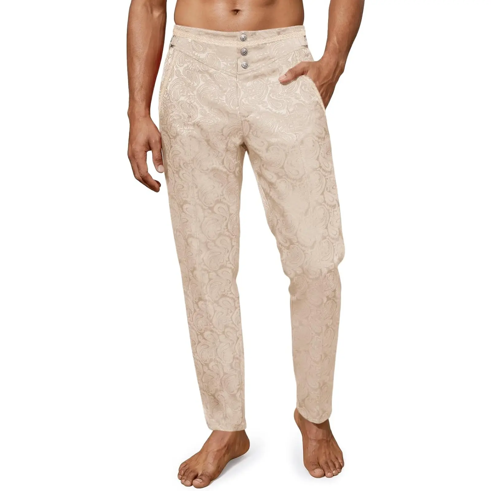 Runcati Mens Renaissance Gothic Pants Medieval Steampunk Victorian Dress Pants Cosplay Costume Trousers