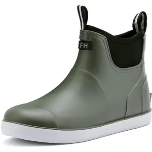 Men's Deck Boots, Waterproof Ankle Rain Boots Men Anti-Slip Traction, Outdoor Rubber Fishing Garden Boots High-Performance Shoes for Farming