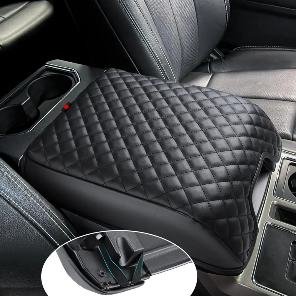 Center Console Cover for Ford F150 2015-2020, Armrest Cover for F250 F350 F450 2017-2022, Expedition 2018-2024, PU Leather Car Truck Interior Accessories Middle Console Cover, Bucket Seat car  arm  rest  pad, Pu Leather Material
