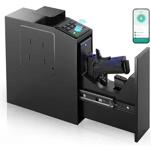 Biometric Slider  Safe, 4 Unlock Methods, Wall Safe for  , Mountable  Safe & Lock Box for Nightstand, Desk, Bedside,