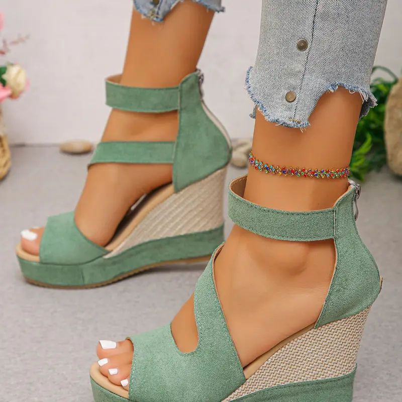 New Women's Peep-Toe Sandals, Summer Wedges, Summer Outdoor Thick Sole Boho Style Wedge Heels, Waterproof Platform, Stylish and Comfortable
