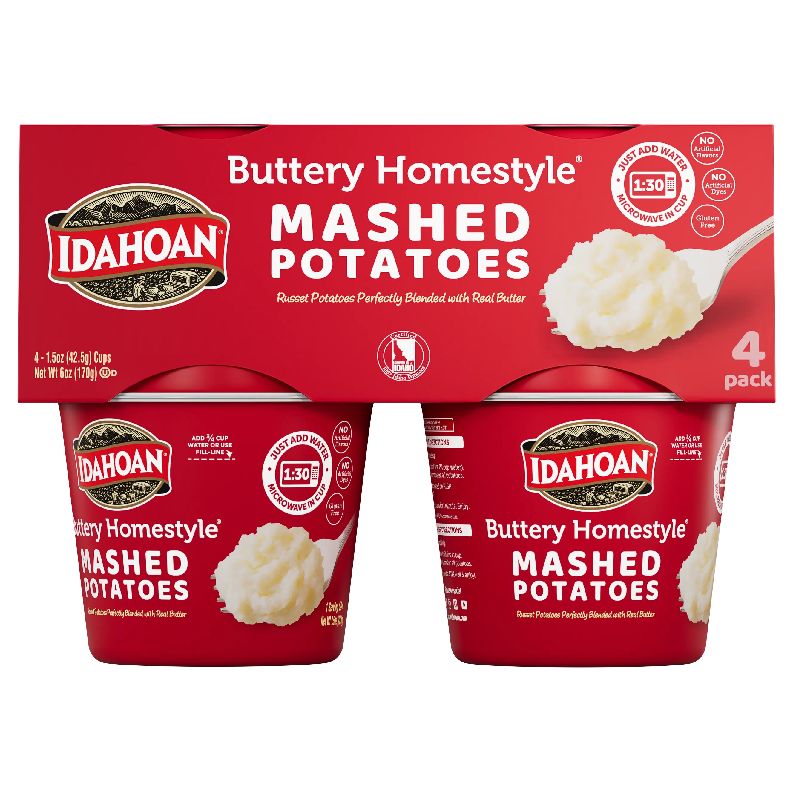 Idahoan Buttery Homestyle Mashed Potatoes Cup, 1.5oz
