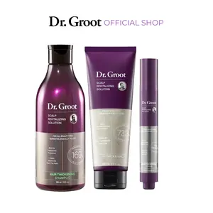 Dr. Groot Scalp Revitalizing Solution Thickening Essentials Trio Biotin Moisturizing Thickening Shampoo, Conditioner, and Roll-On Serum