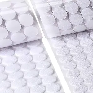 Self Adhesive Dots, 1000 count(500 Pair) 0.59 Inch Diameter  Self Adhesive Dots for Classroom Nylon Sticky  Hook Loop Strips, Small Circle Dots Stickers Tapes, White