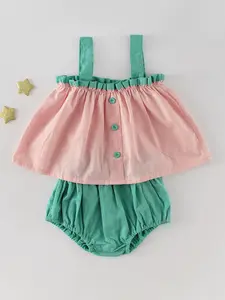 Summer Baby Lightweight Set, Sleeveless Halter Top and Solid Color Bread Pants, Girl Toddler 2 Piece, Casual Wear, Baby Clothing