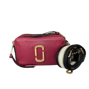 Pre-owned MARC JACOBS Leather Crossbody Bags Soft Snapshot 21 Burgundy Black Crossbody Gold HW Strap