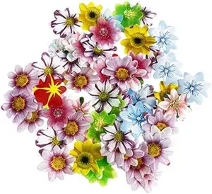 Set of 48 Edible Mini Flower Cupcake Toppers Wedding Cake Birthday Party Food Decoration Mixed Size & Colour