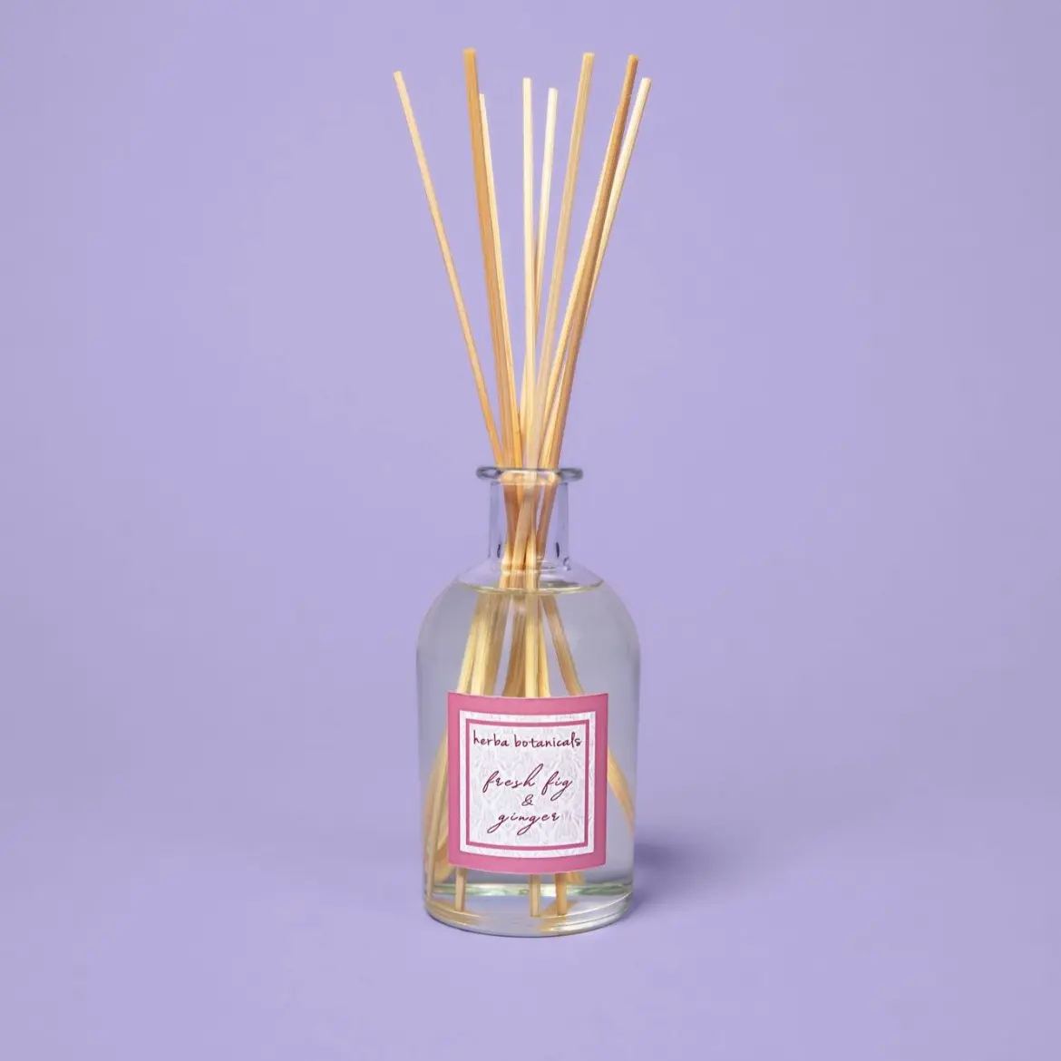Herba Botanicals Fresh Fig & Ginger Diffuser Aroma Fragrance Room Scented Glass Reed Diffuser with Natural Spices and Rattan Sticks