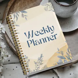 1pc Undated Weekly Planner Notebook, Aesthetic Yellow Floral Cover with To-Do List, Habit Tracker, Perfect for Office, School or Home Use, Easy Planning,Elegant Gift, Stay Organized All Year