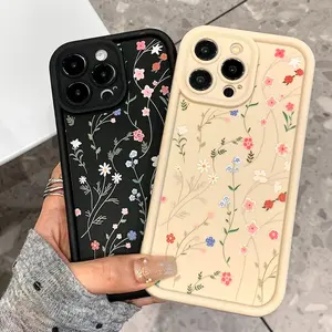 Flower Pattern Phone Case, Anti-fall Fully Edged Mobile Phone Case, Shockproof Phone for iPhone XR XS Max 11 12 13 14 15 Pro Max Cover Floral