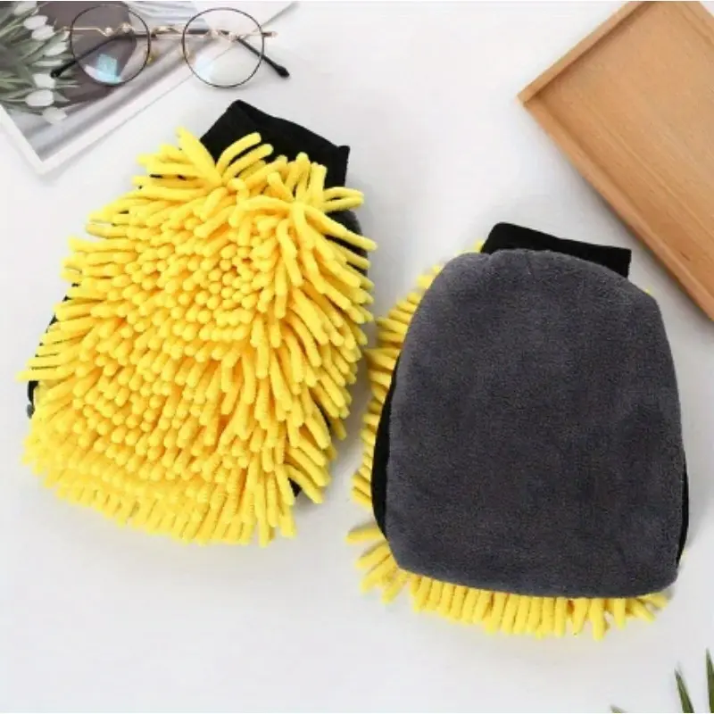 2-Pack Chenille Ultra-Fine Microfiber Car Wash Gloves, Thick Double-Sided Scratch-Free Detailing Tools, Multi-Purpose Cleaning Gloves for Home & Kitchen, Car Detailing Supplies, Auto Detailing Supplies