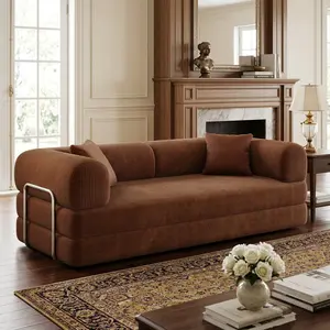 Vesamontis 78.8" Convertible Floor Sofa Bed, No Assembly Corduroy Modular Couch