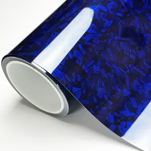 Ultra Glossy PET Blue Forging Carbon Fiber Vinyl Wrap Film Self Adhesive Car Motorcycle DIY Sticker Decal With Air Release Car Decals