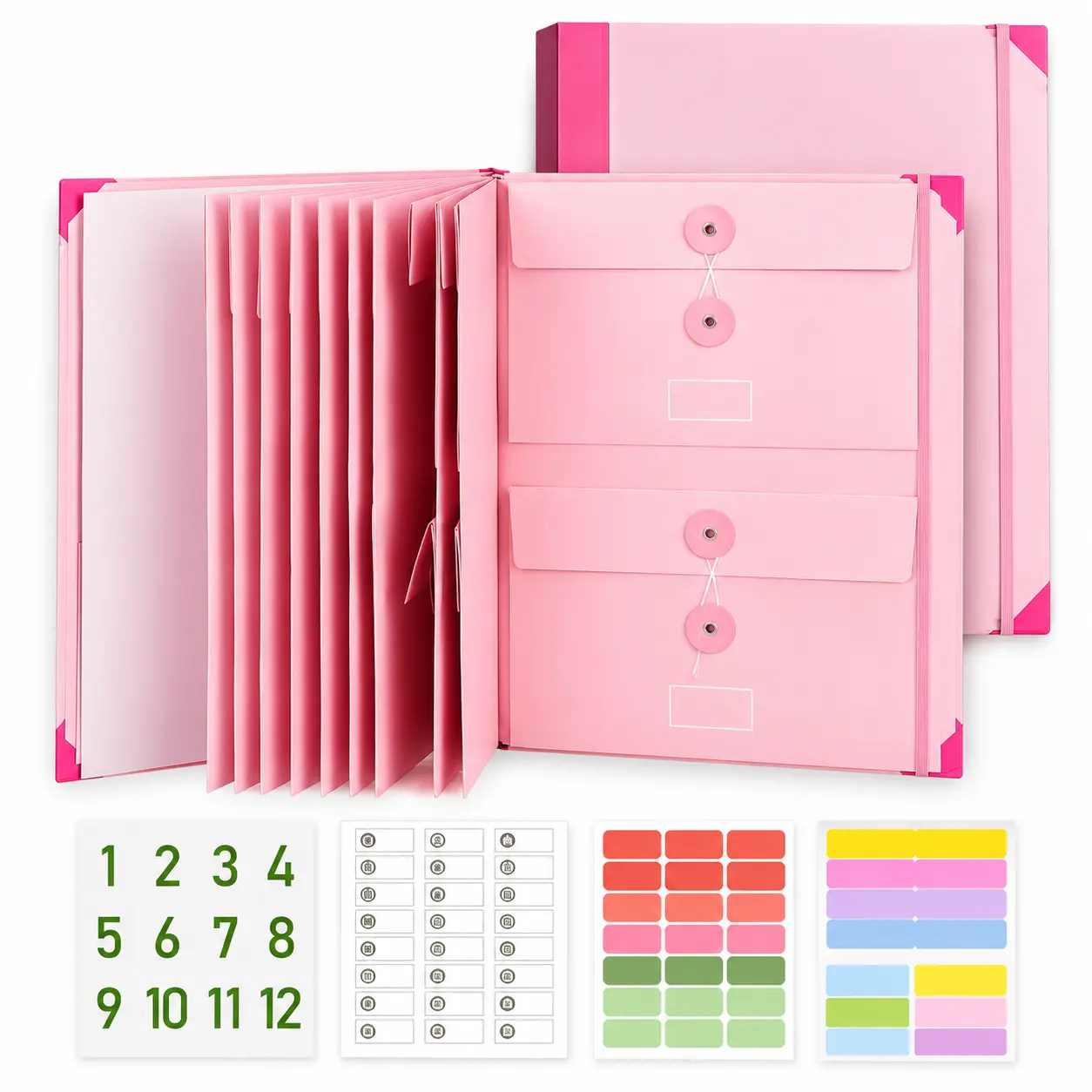 Accordion File Organizer for Important Documents, Manila Expanding File Folder with Labeled Pockets, Portable Document Storage Organizer for Birth Certificates, Passports, Tax Papers, Home Office Filing & Organization