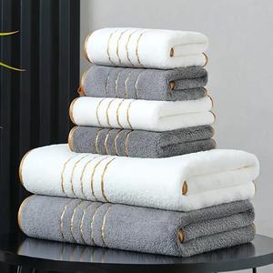 bath towel set, 2 counts/set including 1 count bath towel & 1 count towel, soft cleaning towel for bathroom, gym, party, gift, holiday and hotel, home goods, absorbent thickened towels, absorbent breathable towel