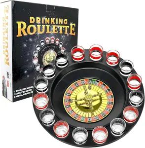 Drinking Game Glass Roulette - Drinking Game Set (2 Balls and 16 Glasses) Casino Style Drinking Game