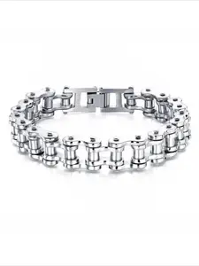 Trendy Hip Hop Punk Motorcycle Chain Bracelet, Fashion Street Style Men's Versatile Link Bracelet, Cuban Link Bracelet, Metal Bracelet, Stylish Jewelry Accessory