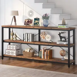 Tribesigns 71 in. Extra Long Sofa Table, Console Table with 3 Tiers Storage Shelves