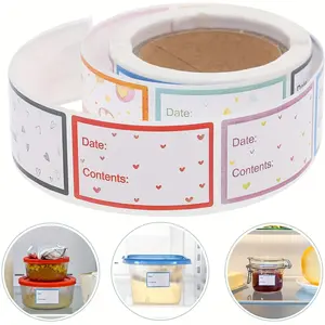 200pcs/roll Safety Date Food Directory Storage Adhesive Labels, Self Adhesive Stickers, Kitchen Refrigerator Blank Marking Stickers