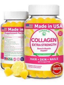 Lunakai Delicious USA Made Collagen Gummies for Hair Skin and Nails, 60ct vital source hair & nail care gmo-free Fitness Supplement