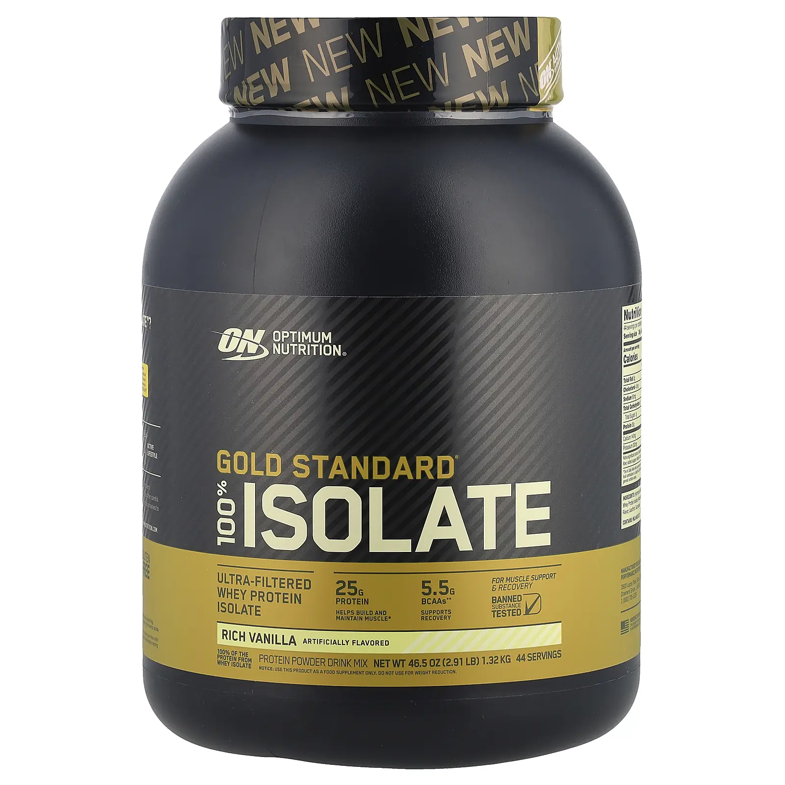 Optimum Nutrition Gold Standard® 100% Isolate, Rich Vanilla, 46.5 oz (1.32 kg) Optimum Nutrition Gold Standard® 100% Isolate, Rich Vanilla, 46.5 oz (1.32 kg)