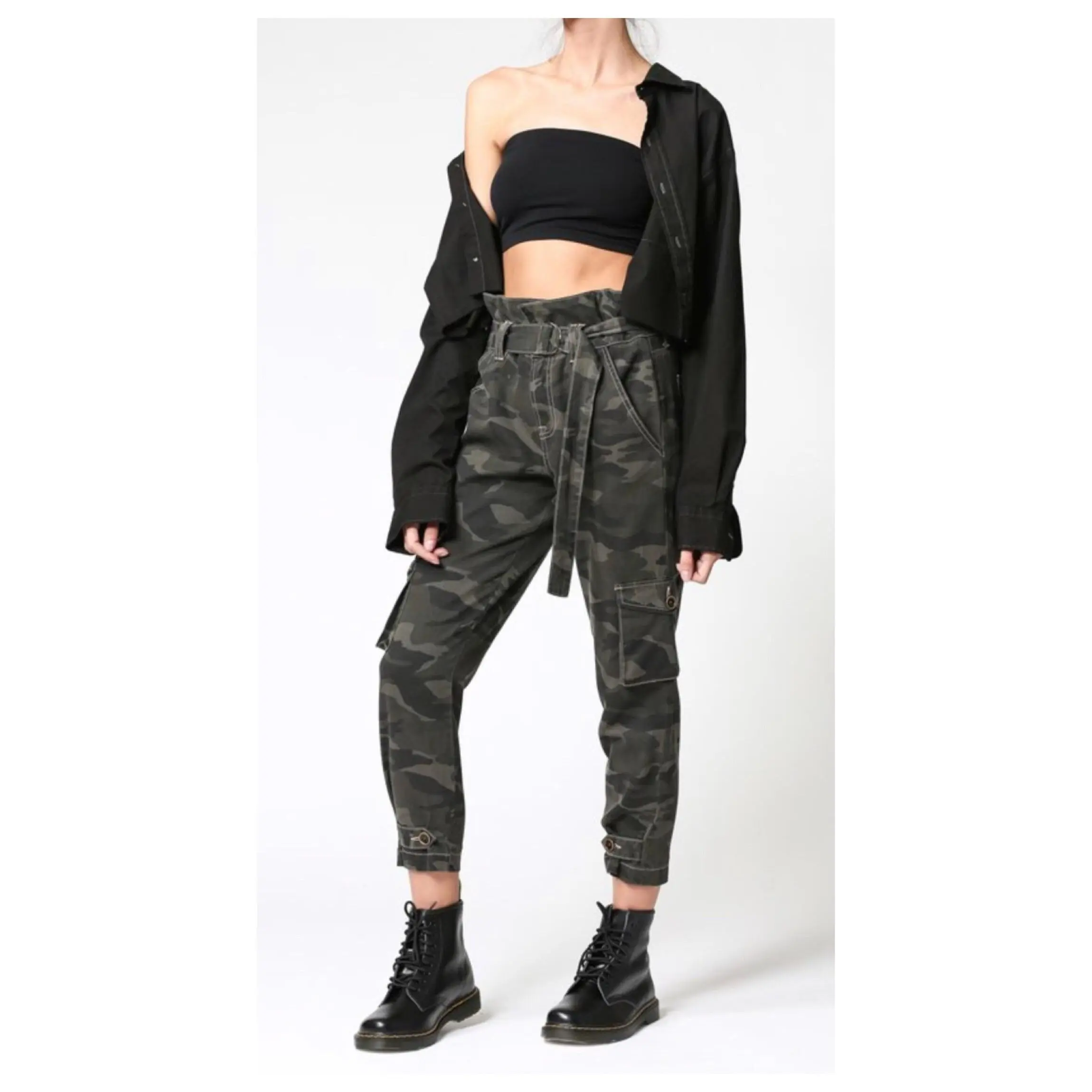 Cute in Camo High Rise Paperbag Jean