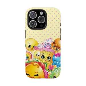Shopkins cartoon print phone case, suitable for iPhone 11-17 Pro Max/Plus and Samsung Galaxy S23-25.