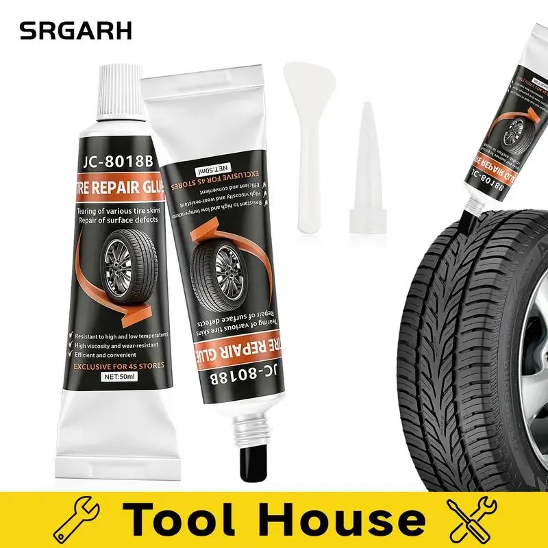 4 Tubes 50ML High Strength Tire Repair Glue - Waterproof Rubber Sidewall Adhesive, Waterproof Sealant for Cars, Trucks, Bikes