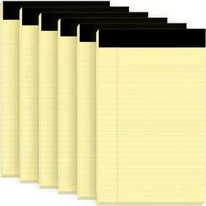 Yellow Legal Notepads 5x8, Pack of 6 - Perforated Narrow Ruled Writing Pad -  Thick Paper, No Ink Bleeding - Blank Legal Pads For Home, Office, School, Business - 50 Sheets Per Notebook