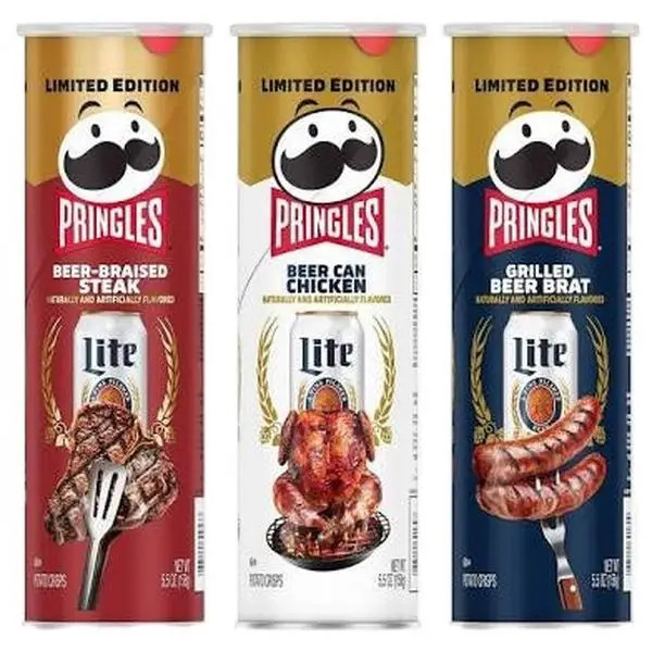 Limited Edition Pringles x Miller Lite Backyard BBQ Banger Bundle – Beer. Meat. Crunch. 3 count (5.5oz each) Crunchy Sweet Savory Snack Ready to eat C