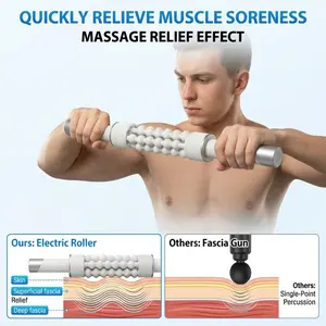 【GENKI MAX】5-Speed 2-Mode Electric Rolling Massager, Lymphatic Drainage Massager, Muscle Recovery Fascia Roller, Back Massage Roller, for Arms, Legs, Back, Feet, Relieves Lymphedema & Lipedema