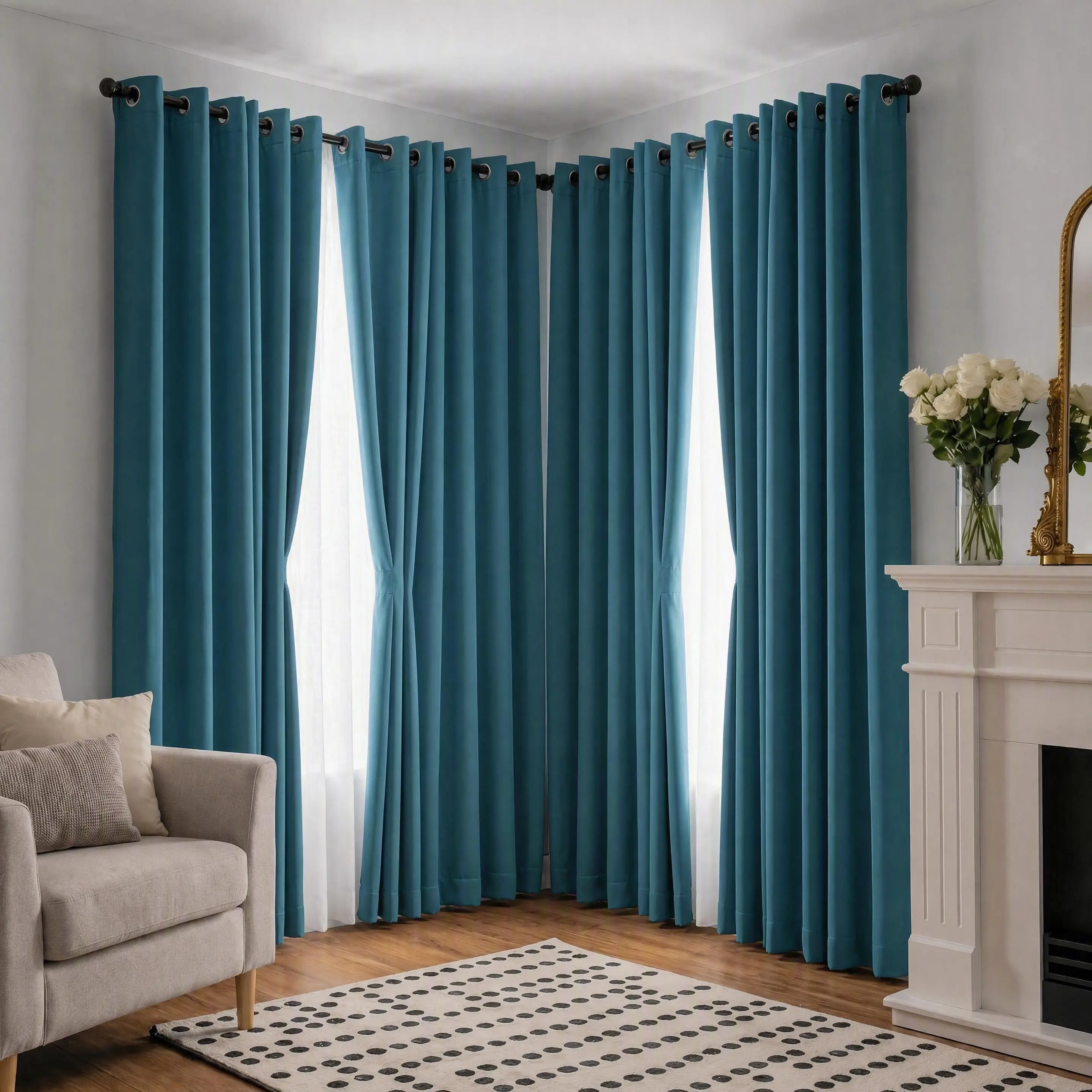 Blackout Curtains 8 Panels Bulk Set 52x84 Inch, Whole Home Thick Solid Room Darkening Grommet Drapes, Thermal Insulated Noise Reducing Energy Saving Window Treatment for Multiple Rooms, Bedroom Living Room Apartment House QF222