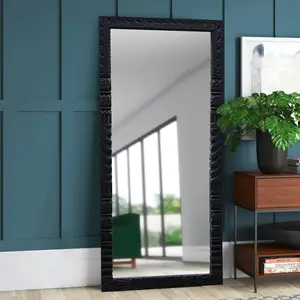 Vintage Hand Carved Door Frame Repurposed 83" Tall Floor Mirror