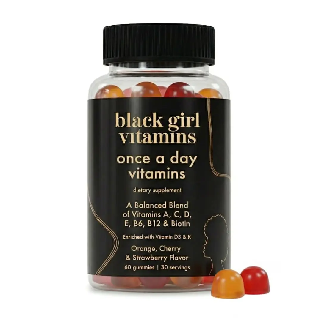 Black Girl Once-a-Day Dietary Supplement Zinc Gummies - Women's Multivitamin, Strawberry Flavor, 30-Day Supply, B Complex Vitamins Supplements, Biotin Gummies Vitamins Supplements