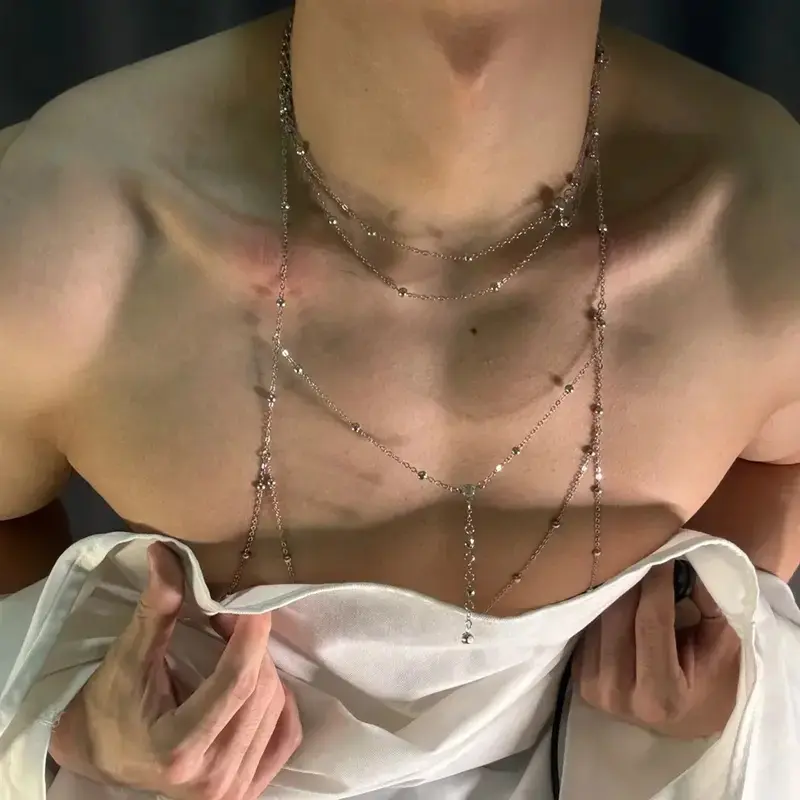 Men's Chest Chain Enhances Masculine Charm Sexy Body Chain For Rave Cosplay Clubwear Festival Outfits Versatile Stylish Accessory Maximalist Jewelry