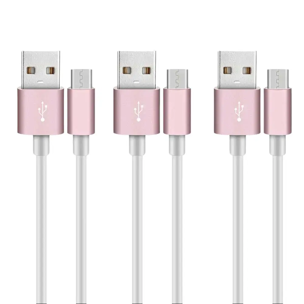 3-Pack Durable Micro USB Mobile Charger Cable - Electronic Connector for Android Smartphones, Tablets, JBL Speakers, Earphones (Replacement Charging Cord)