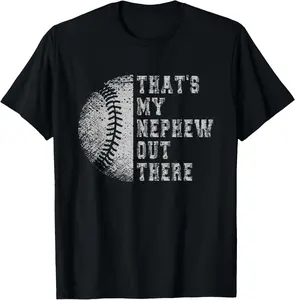 100% Cotton Unisex That's My Nephew Out There Baseball Baseball auntie Uncle Round Neck Short Sleeve T-Shirt Women's Men Graphic Tee