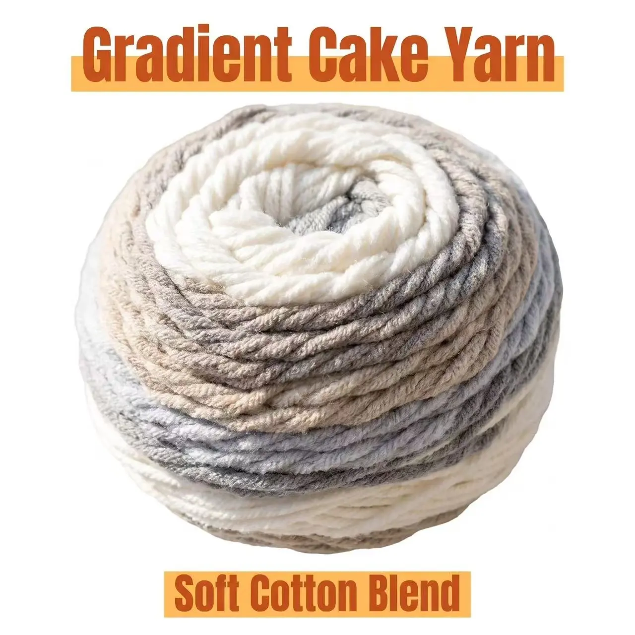 Gradient Cake Ball Cotton Blend Yarn, 4pcs 400g, 60% Cotton 40% Acrylic Soft Yarn for DIY Crafting, Knitting & Crochet with Gradual Colors